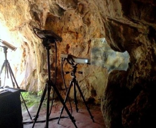 Recogida de datos mediante escaneado laser en La LLuera. © Soluciones 3D, fuente Cuevas de La Lluera