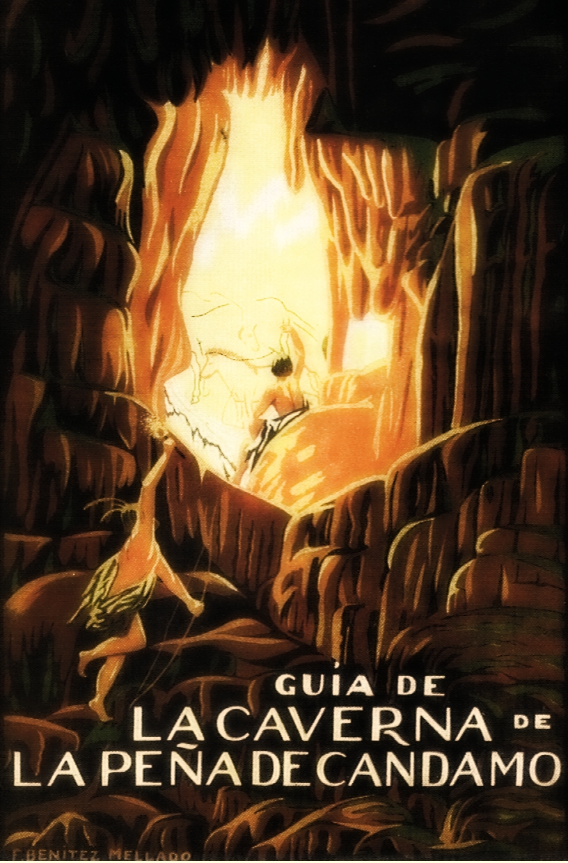 Dibujo de Francisco Benítez Mellado para una guía de La Peña de Candamo publicada en 1929