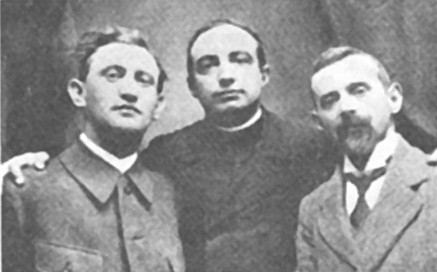 De izquierda a derecha, Hugo Obermaier, Henri Breuil y Hermilio Alcalde del Río