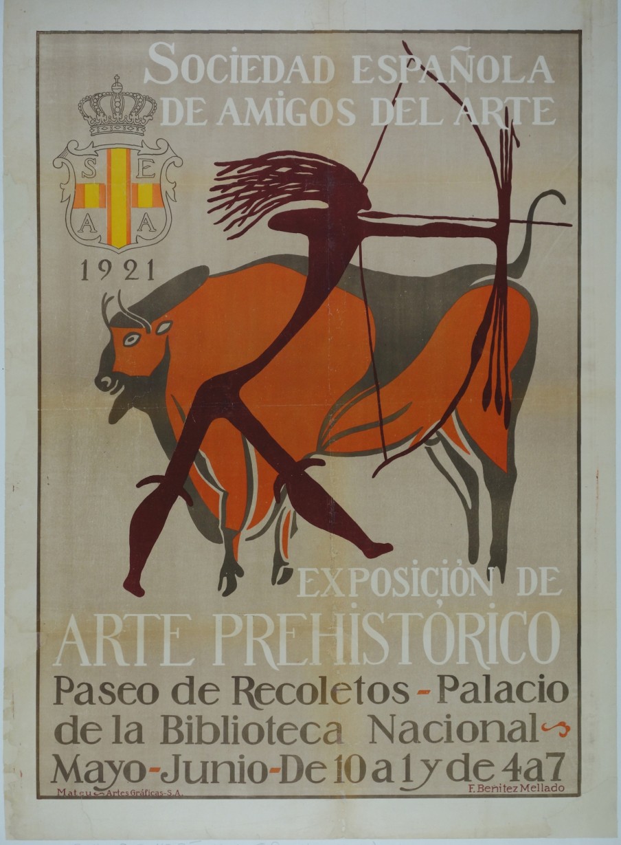 Cartel realizado por Francisco Benítez Mellado para la Exposición de Arte Prehistórico Español de 1921.